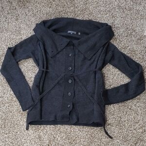 Vince Grey Knit Cardigan Women's Wool Cashmere Blend Cowl Neck Sweater Size S